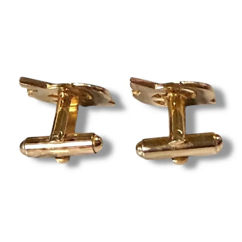Vintage Boy Scouts of America Cufflinks and Tie Bar Gold Tone Red Blue Enamel